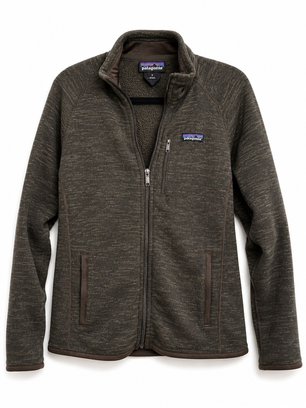 Patagonia Better Sweater Full Zip Fleece Jacket Mens Small S Green Brown
